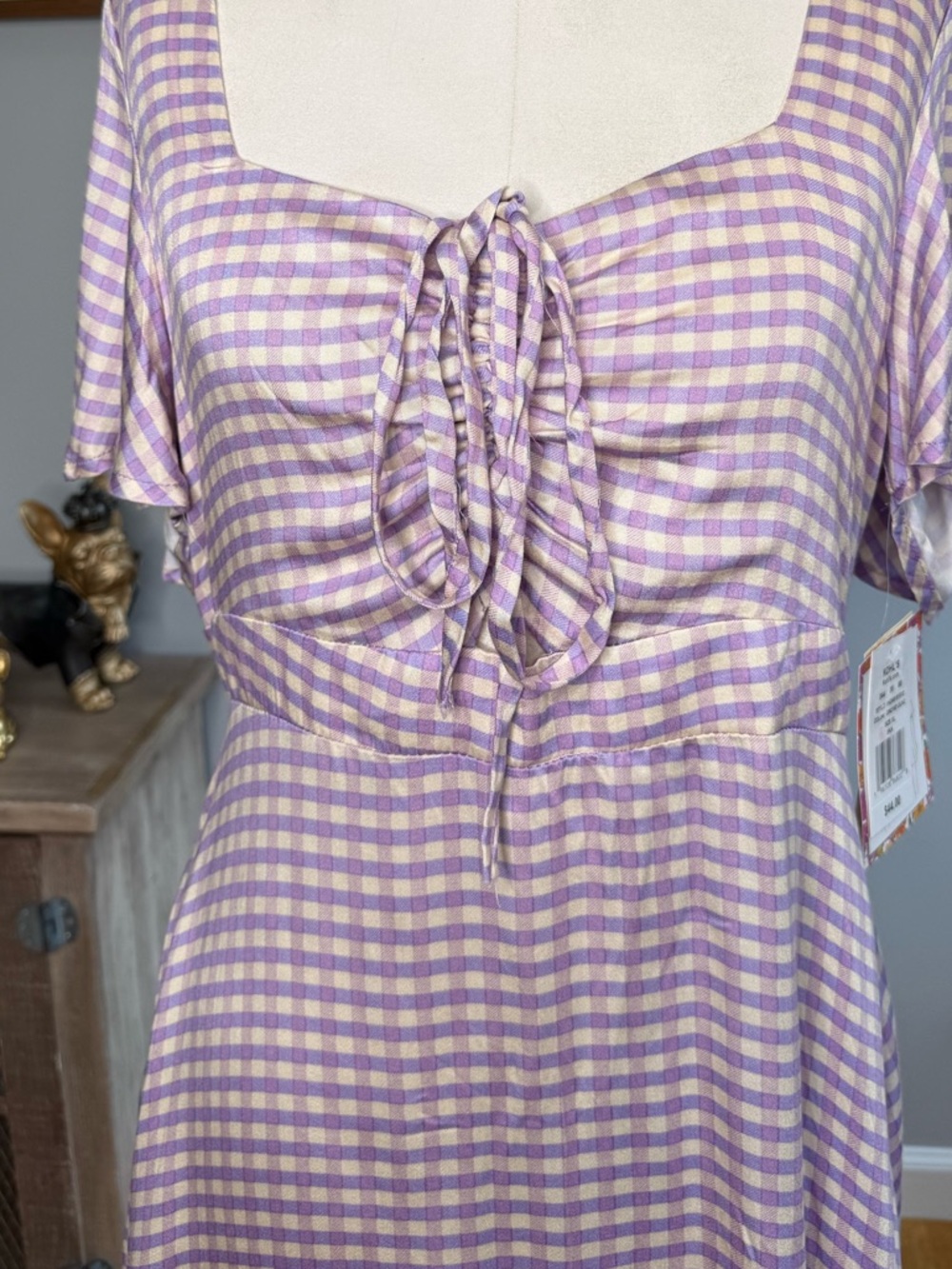 Lilac & White Gingham Tie-Front Dress - Picture 8 of 11
